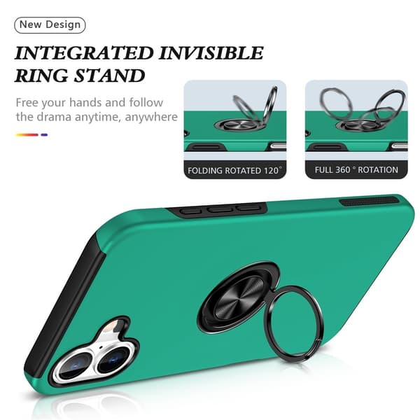 For iPhone 17 Hybrid-deksel med Fingerring Green