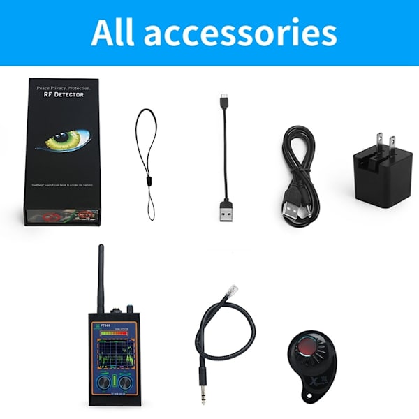 højfølsom trådløst RF-signal skjult kameradetektor Scan magnetisk GPS-locator Black