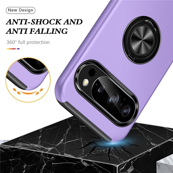 Til Pixel 10 Pro / Pixel 10 Deksel Hybriddeksel med Finger Ring - Purple