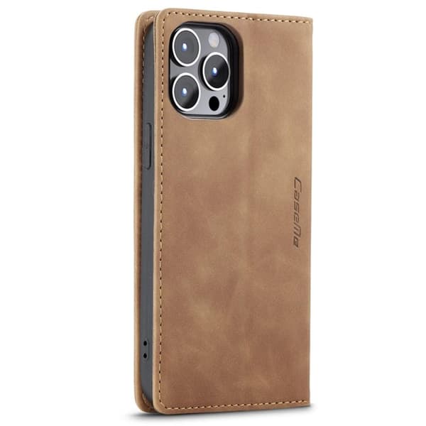 CASEME Retro tegnebog taske til iPhone 14 Pro Max - Lysebrun Brown