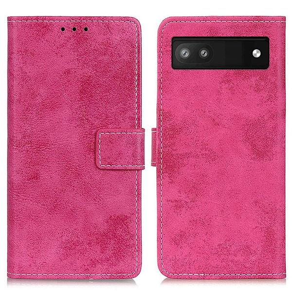 Retro Lompakkoteline Google Pixel 6a: lle - Vaaleanpunainen Pink