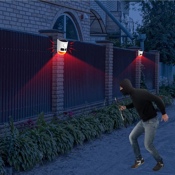 13 ljud rörelsesensor larm soldriven djuravvisande medel med LED blinkande ljus Vit