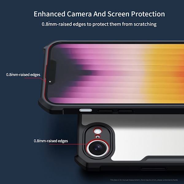 XUNDD For iPhone 17e / 16e Deksel Støtsikkert TPU + Akryl Bakdeksel Black