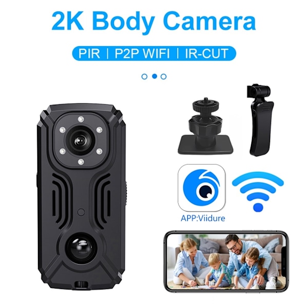 MD37 Video Recorder 2K Sport Camera Cykel med IR-CUT AP Hotspot Black