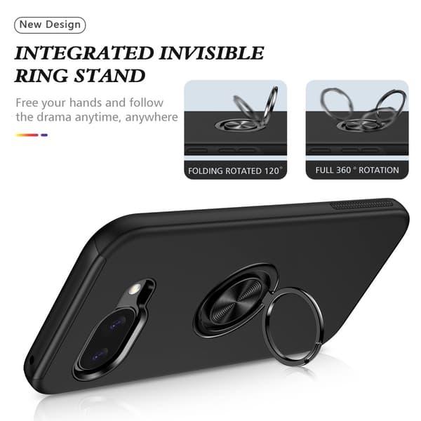 Till Pixel 9A Hybrid skal med Finger Ring Svart