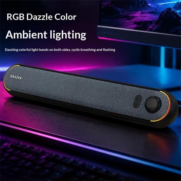 ERAZER Gaming-lydplanke – RGB-belysning, Bluetooth 5.3, USB-drevet Black