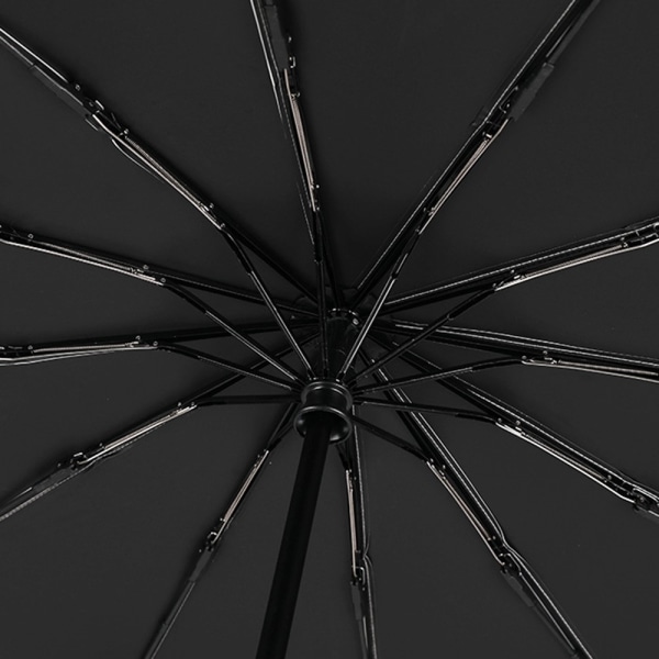 Tuulenpitävä kolminkertainen taitettava sateenvarjo Automaattine Black