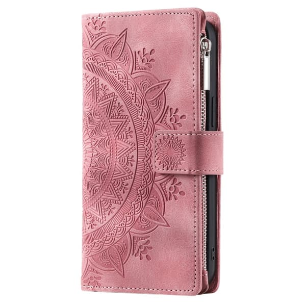 För iPhone 17e / 16e plånboksfodral Fodral Skal Mandala blommönster Rosa