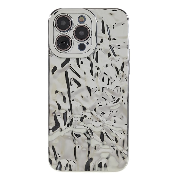 TPU-etui for iPhone 15 Pro med elektroplettering, rynket og ujevn overflate Silver