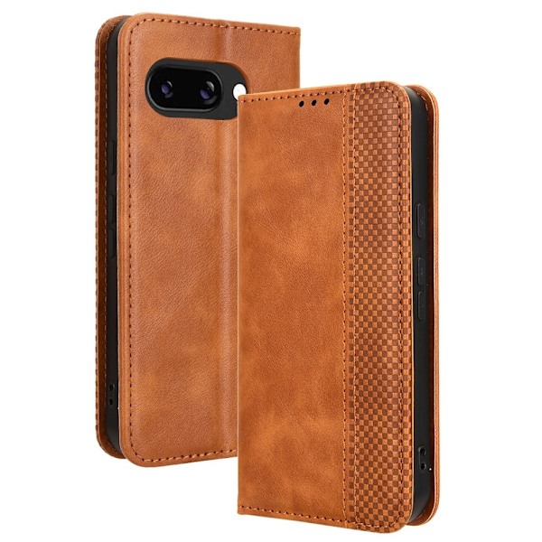 Til Google Pixel 9A Stand Phone Case Fuld Protection Pung Cover Brown