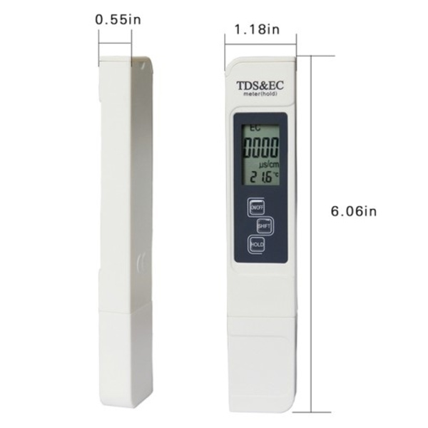 3-in-1-ilmaisintesti vedenlaadulle LCD TDS EC TEMP -testikynä Lämpötila White