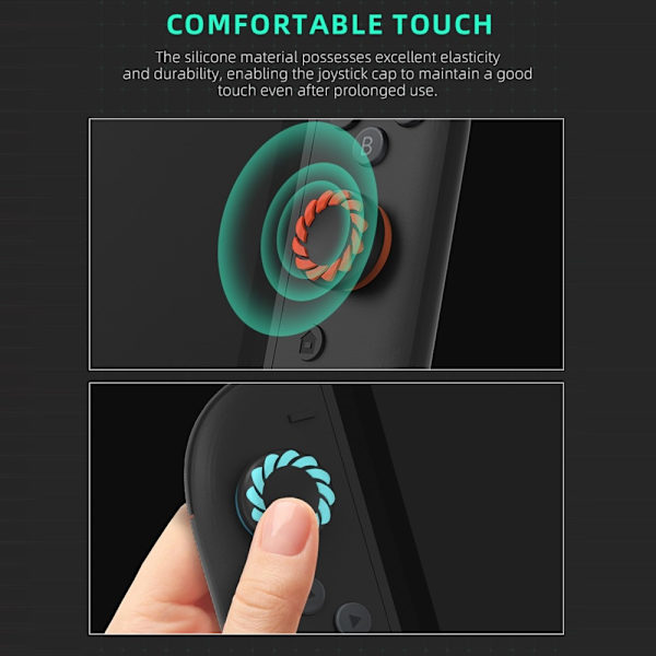 Kompatibel med Nintendo Switch 2 4 stk. Joy-Con tommelfingergreb - sort+orange+blå Blue