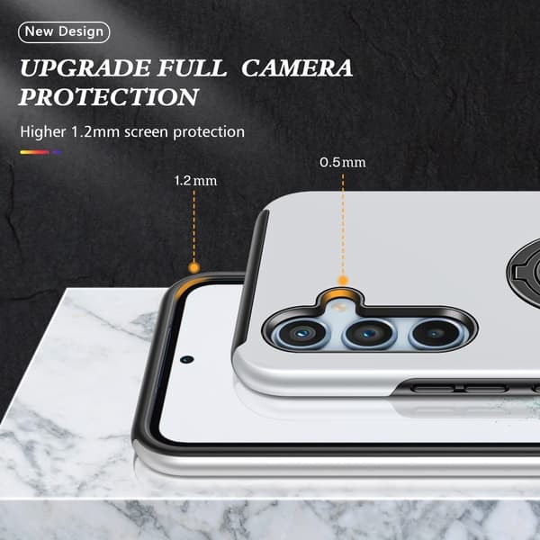 Till Samsung Galaxy A26 5G Hybridskal med Roterbar Ringhållare Silver