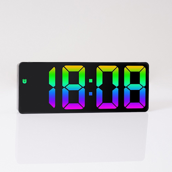 LED-klocka Elektronisk digital väckarklocka Färgglad 12/24H Vit Vit
