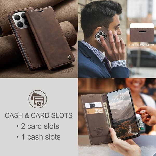 CASEME Plånboksfodral Xiaomi 15T - Coffee Mörkbrun