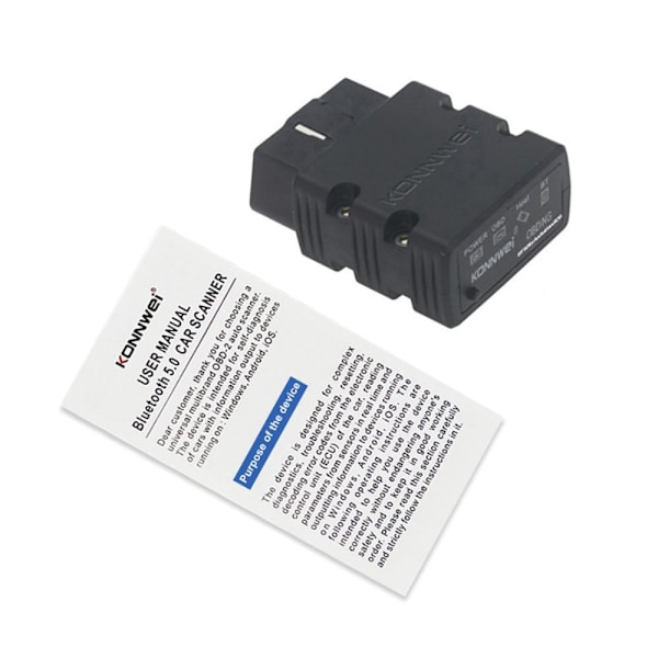 KONNWEI Bluetooth ELM327 OBD2 IOS Android diagnostisk værktøj Black