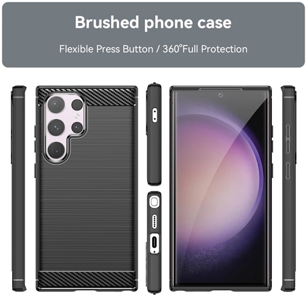 Samsung Galaxy S24 Ultra Karbon fiber Texture Skal - Svart Svart