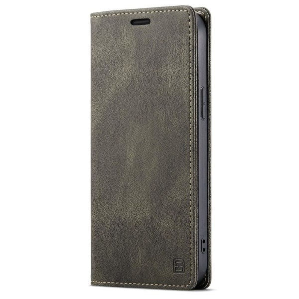 AUTSPACE A01 Retro Wallet Case for iPhone 13 Pro Max - Coffee Brown