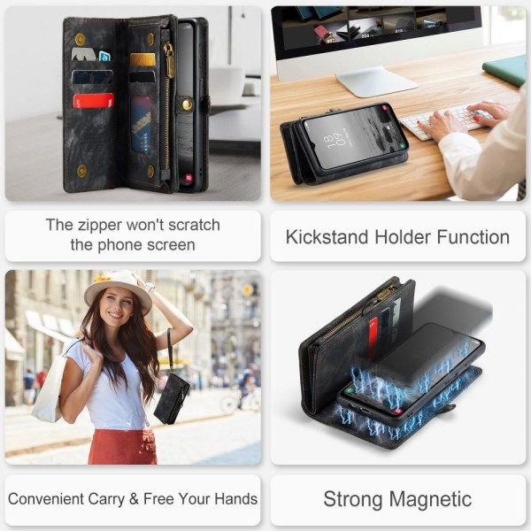För Samsung Galaxy A54 5G Caseme Retro plånboksfodral - Svart Svart