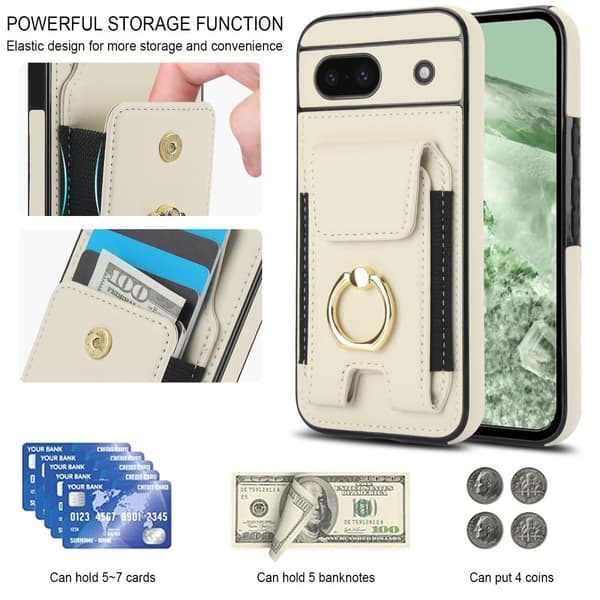 Kickstand-etui for Google Pixel 8a med kortspor White
