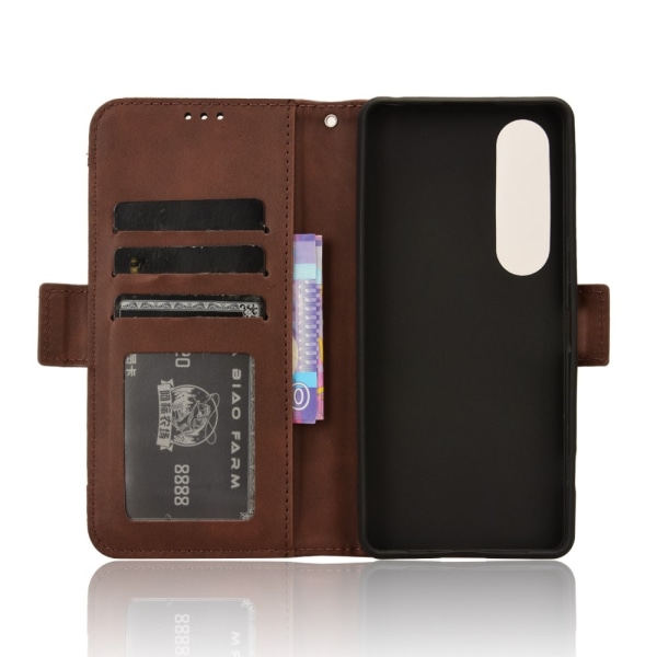 Lommebok Stativ Flip Telefonveske for Sony Xperia 1 VI - Brun Brown