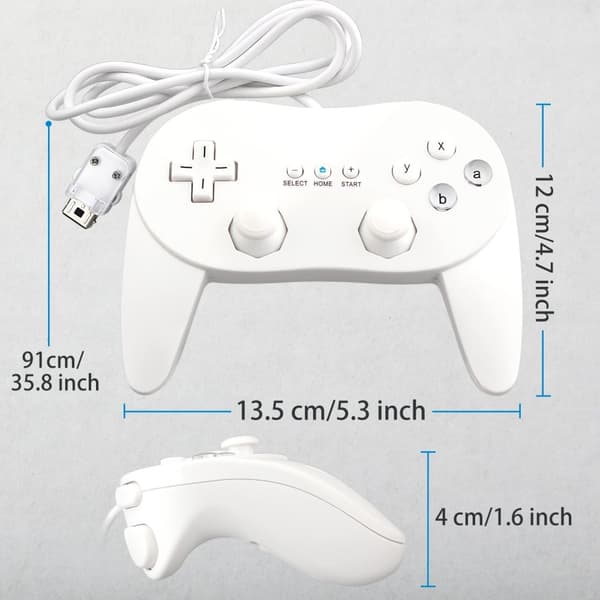 Gamepad kompatibel med Nintendo Wii, Wii U Controller 1.1m kabel - Hvid White
