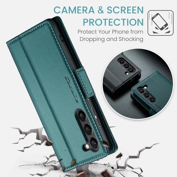 CASEME Retro Lompakkokotelo Samsung Galaxy S25 Green