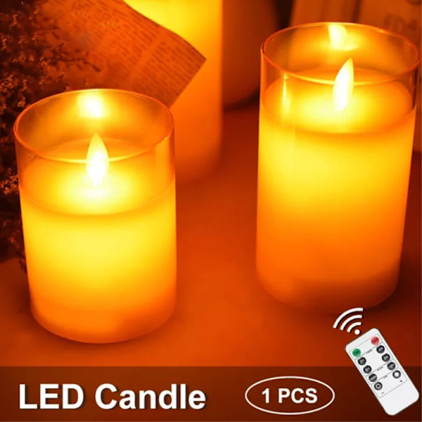 3 kpl Moving Flame Candle Light Decor LED-valo kaukosäätimellä White