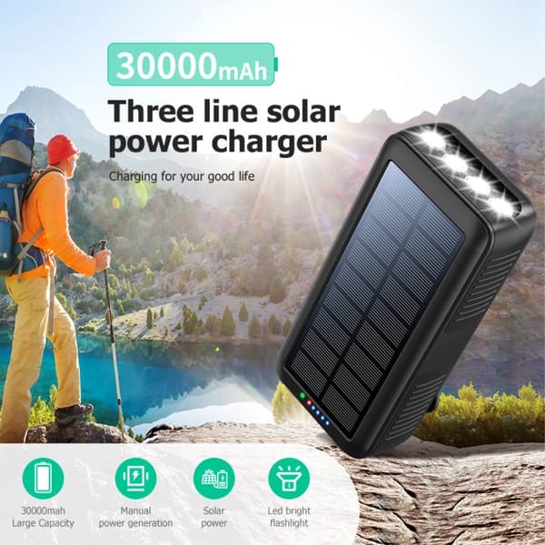 Käsikammen 30 000 mAh PowerBank Lightning/USB - C/Micro kaapeli Orange