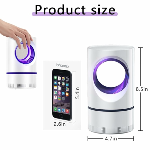 UV-lys Myggfelle USB Elektrisk Insektfanger White
