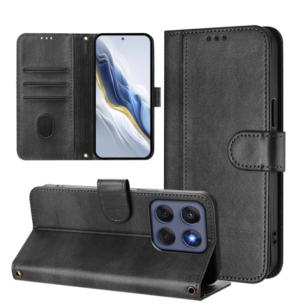 Til Motorola Edge 60 5G / 60 Fusion 5G Etui Pung Stand Retrostruktur Black