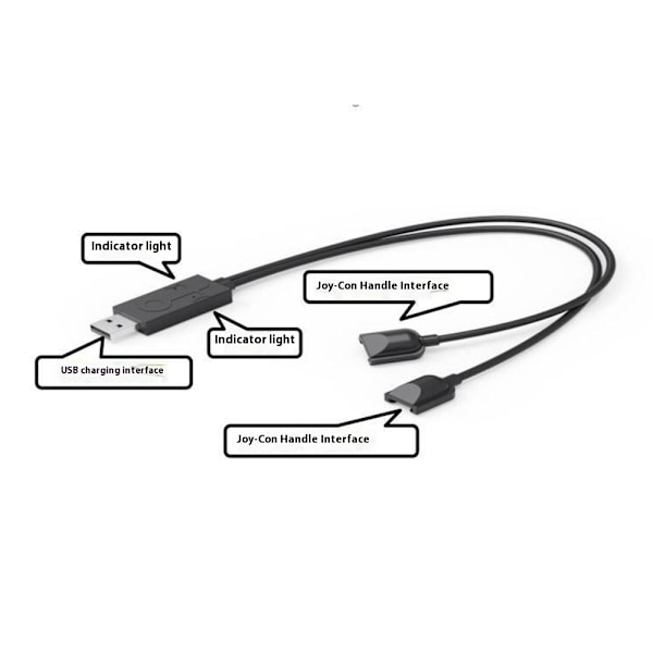 Laddarkabel kompatibel med Nintendo Switch OLED Joy-Con Controller 2 i 1 USB Svart
