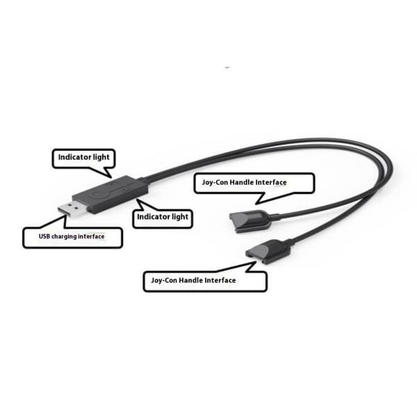 Nintendo Switch OLED Joy-Con Controller 2 in 1 -USB:n kanssa yhteensopiva laturikaapeli Black
