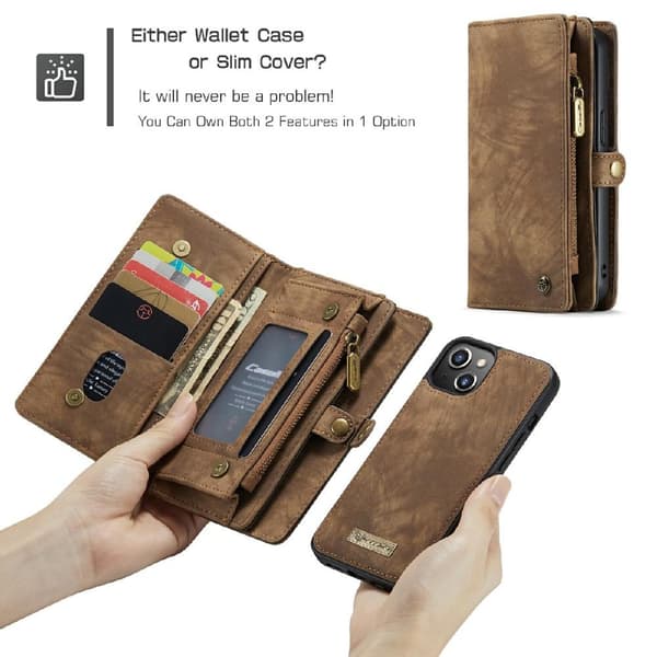 CASEME iPhone 13 Retro Lommebok - deksel - Brun Brown