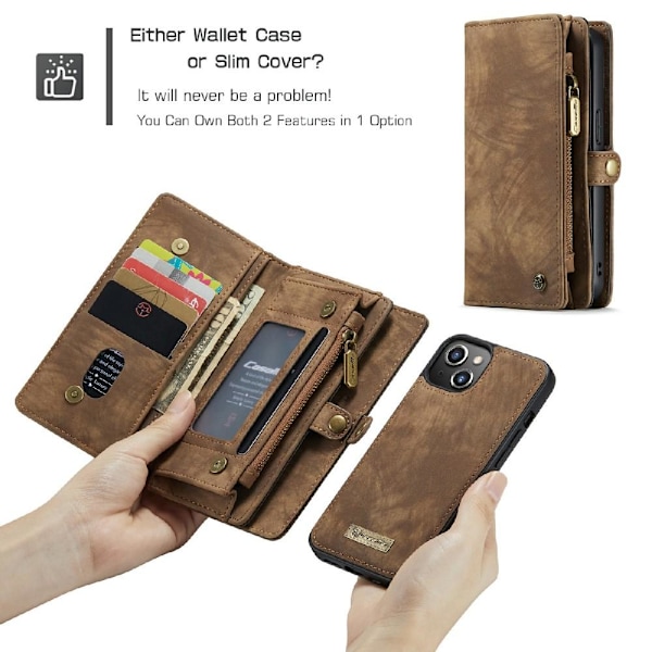 CASEME iPhone 13 Retro plånboksfodral - Brun Brun