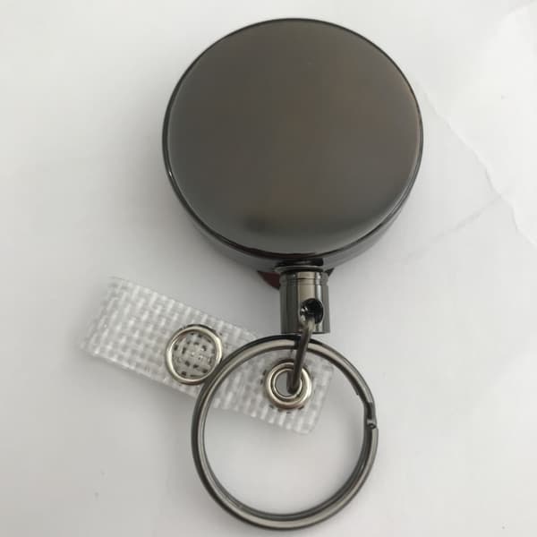 4cm Retractable Key Chain Zinc Alloy Key Ring Heavy Duty Retractable Svart