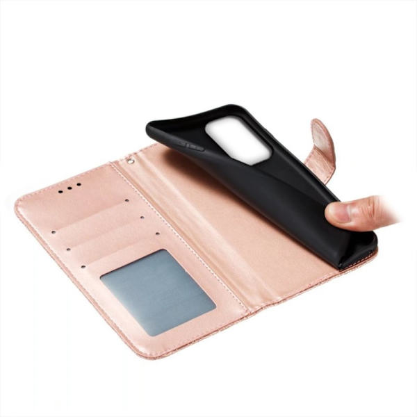 Till Samsung Galaxy A16 5G / A16 4G fodral i PU-läder med Blommönster - Roséguld Guld