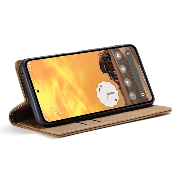 CASEME För Google Pixel 9 Pro / Pixel 9 Fodral Stativ Telefonfodral Brun