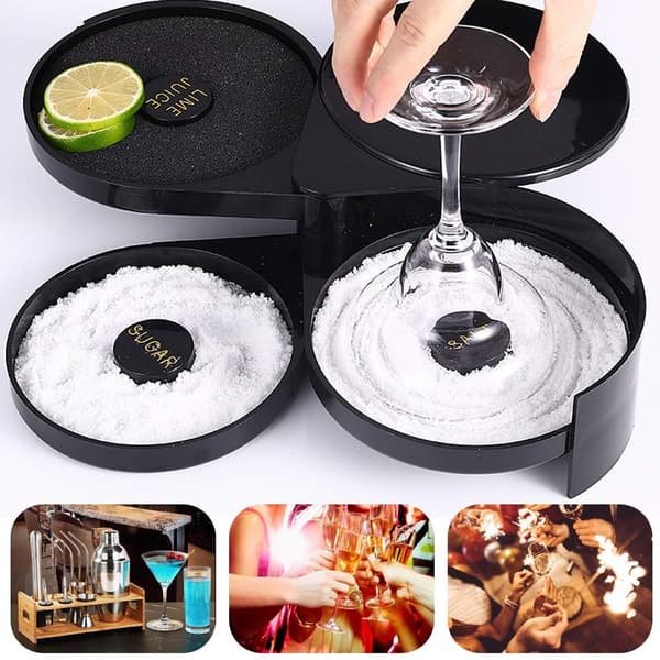 3 - lagers Bar Juice Cocktail Socker Salt Rimmer Tool Bartender Svart