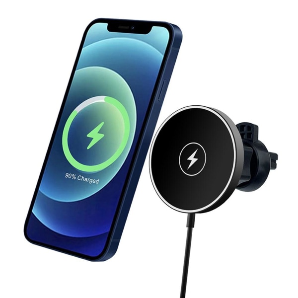 C12 15W Car Magnetic Wireless Charger for iPhone 14 / 13 / 12 Series Black