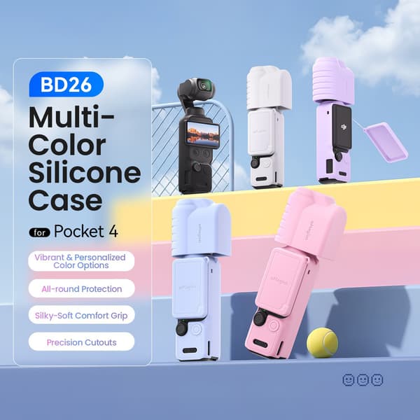 Etui til DJI Osmo Pocket 4 beskyttelsesetui full kroppsbeskyttelse støtsikkert silikonetui Black