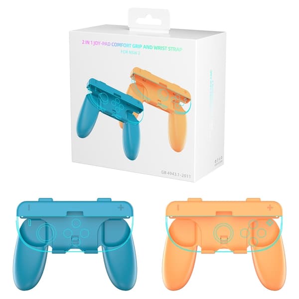 Kompatibel med Nintendo Switch 2 Joy-Con Controller Grip Set Shell Case - Blå + Rød Blue