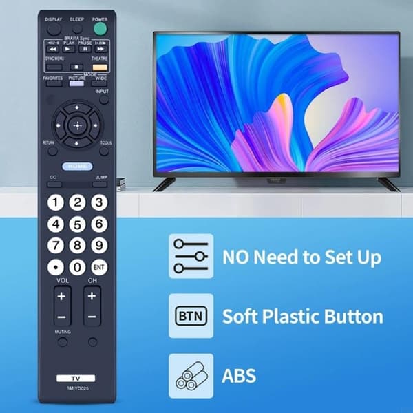 Fjernkontrollerstatning for RM-YD025 For Sony TV Black
