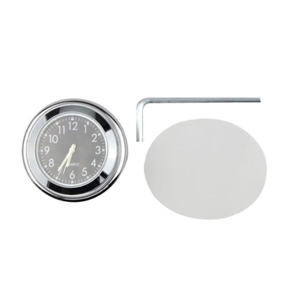 Klocka För Motorcykel 22-25.4mm Styre Lysande - Silver Skal Vit Urtavla Silver