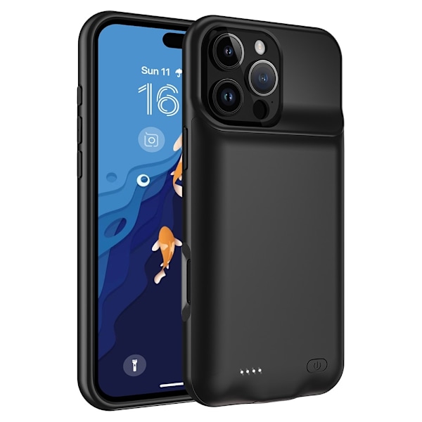 Laderetui med 7000 mAh oppladbart batteri for iPhone 16 Pro Max Transparent