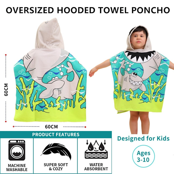 Hood Cape Badehåndklæde Badekåbe Poncho, 60x60cm - Glasses Girl Blue