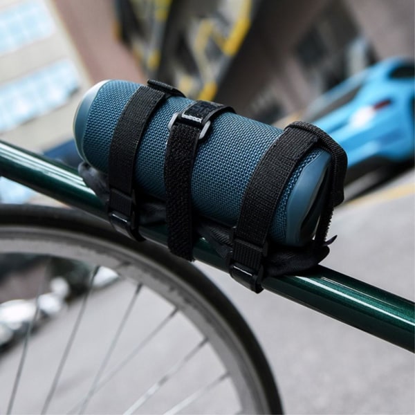 Bike Speaker Mount Adjustable Strap Universal Bicycle Handlebar Sound Bar Bottle Holder Black