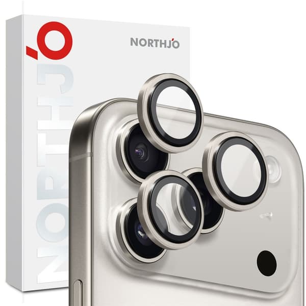 NORTHJO För iPhone 17 Pro Max / iPhone 17 Pro Kameralinsskydd Härdat Glas Metallring grå