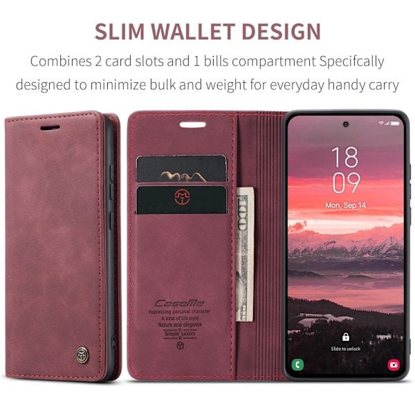 CASEME Retro Pung Taske til Samsung Galaxy S25 Edge Red