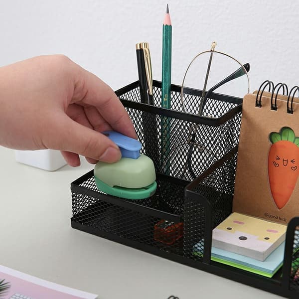 3 rom Metall skrivebord Organizer Penneholder Organizer Oppbevaringsskuff Black